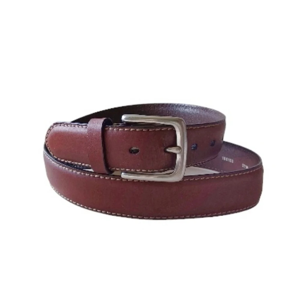 Mens Fossil Brown Leather Belt Gorpcore Grunge 90s 80s Work Quality Classic
